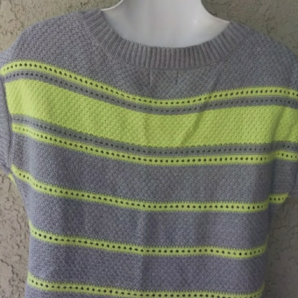 a.n.a gray & yellow striped knit sweater - Picture 3 of 8